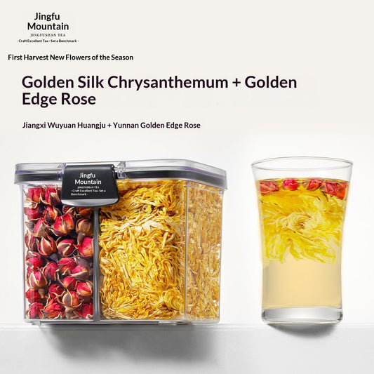 Premium Golden Silk Chrysanthemum & Rose Flower Tea – Chinese Floral Wellness Tea for Relaxation, Beauty Rituals & Emotional Healing