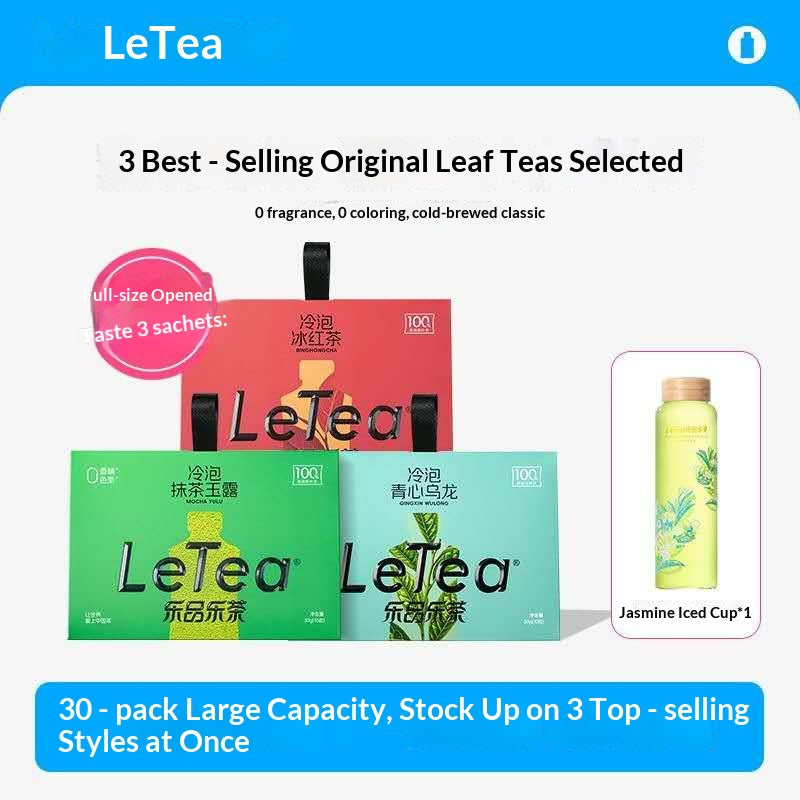 LeTea Premium Whole Leaf Tea Variety Pack – 3 Best-Selling Cold Brew Teas | Matcha, Oolong & Black Tea Wellness Collection