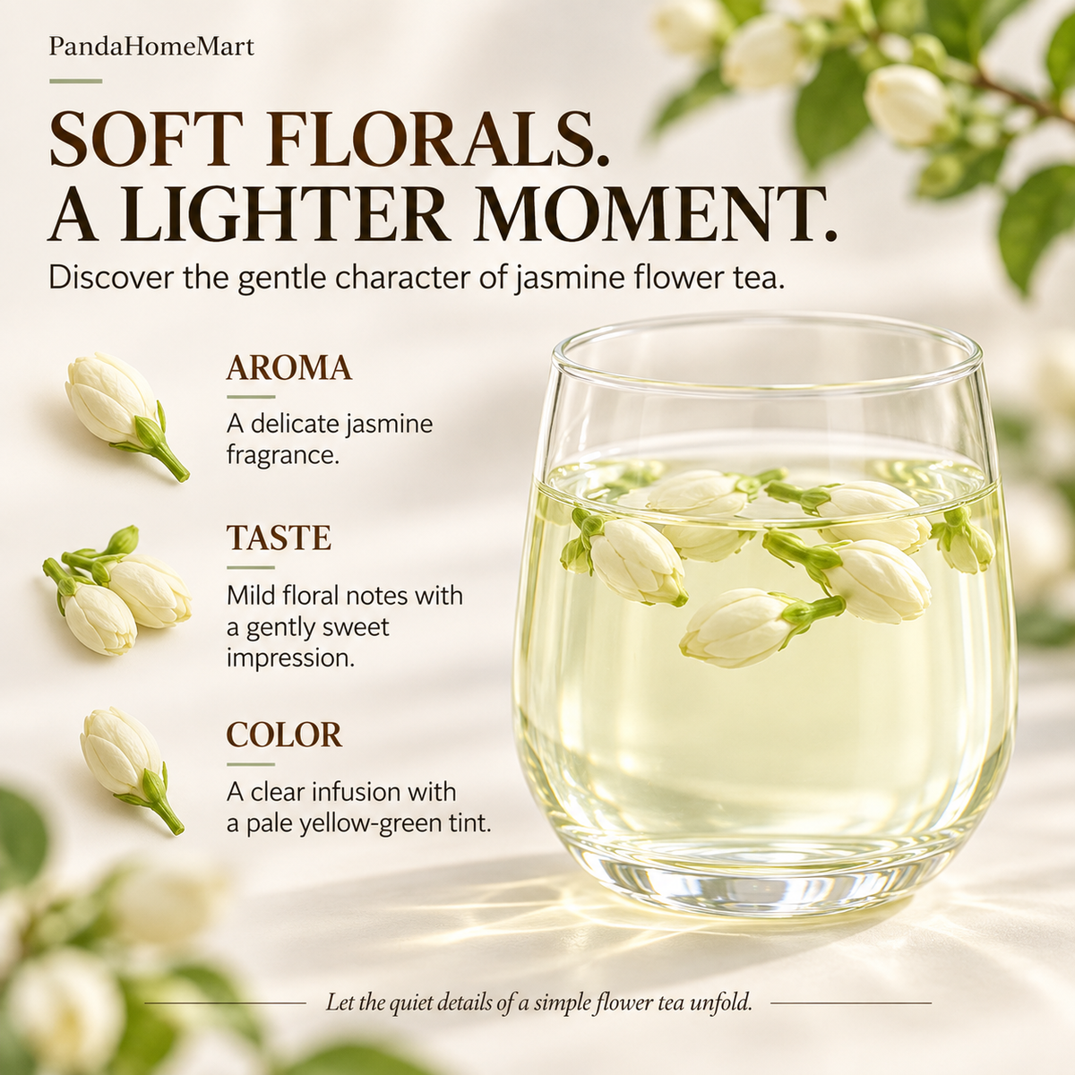 Jasmine Flower Tea with Light Pale Golden Floral Infusion