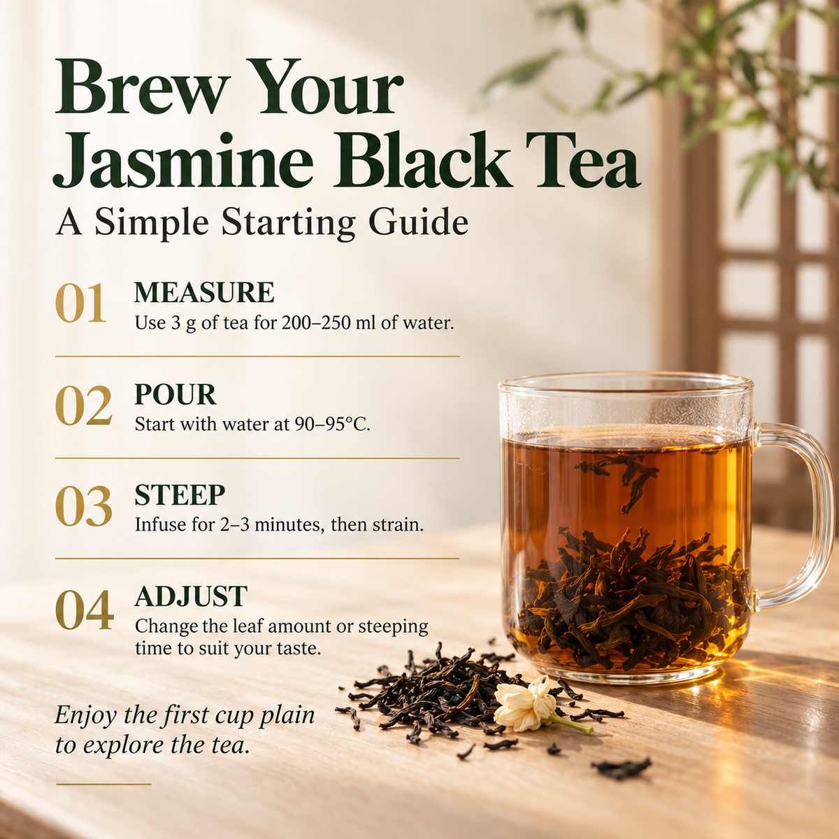 Premium Jasmine Black Tea – Te Ji Loose Leaf Tea 250 g