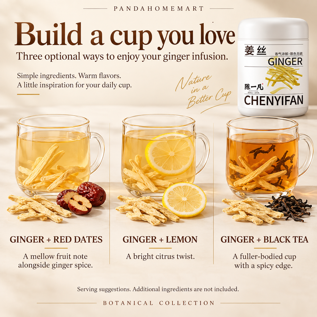 Dried Ginger Strips for Tea Pairings and Kitchen Recipes