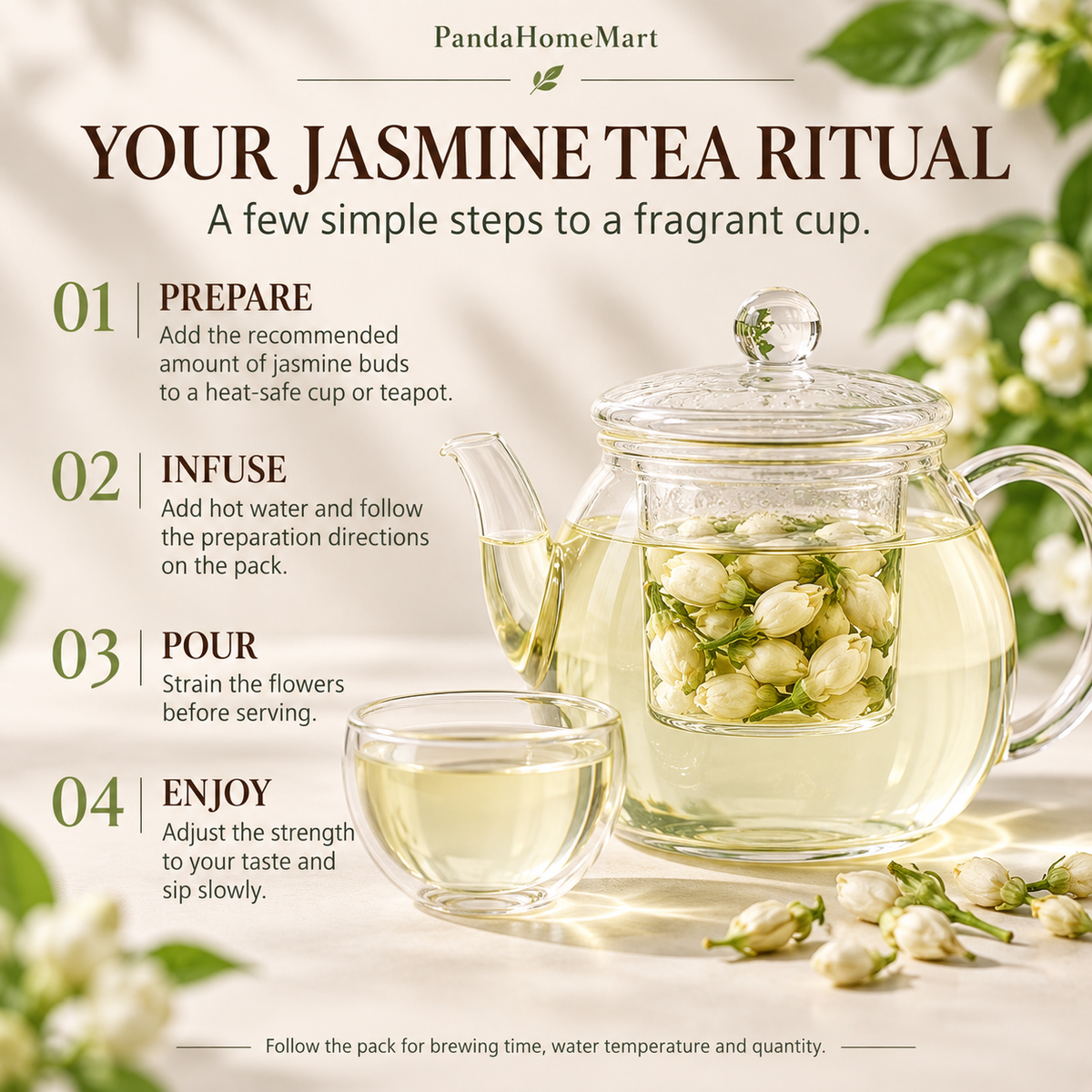 Dried Jasmine Flowers for Green Tea and White Tea Pairings