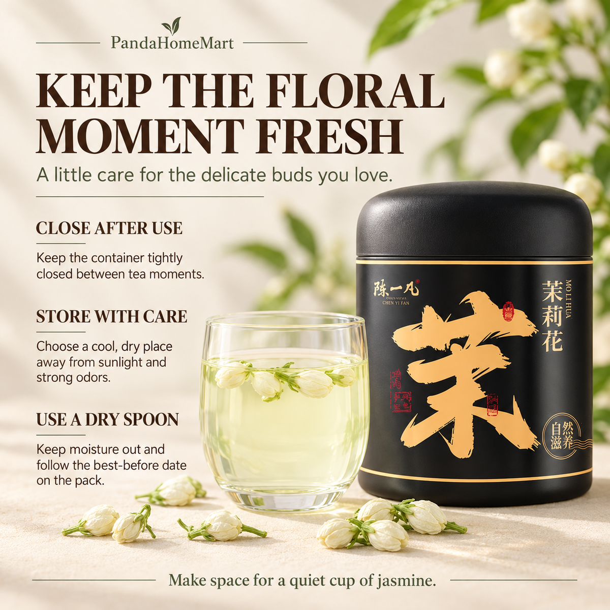 PandaHomeMart Jasmine Flower Tea 40g Container
