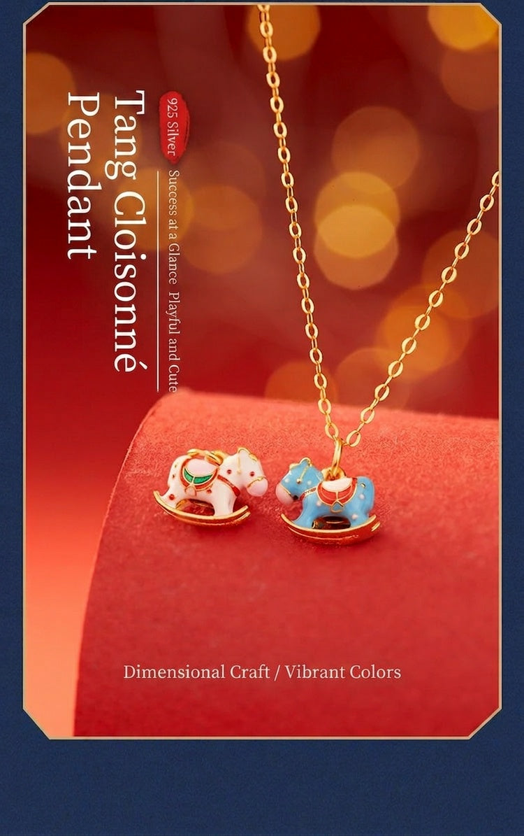 Lucky Tang Horse™ Necklace – 925 Sterling Silver Enamel Lucky Horse Charm