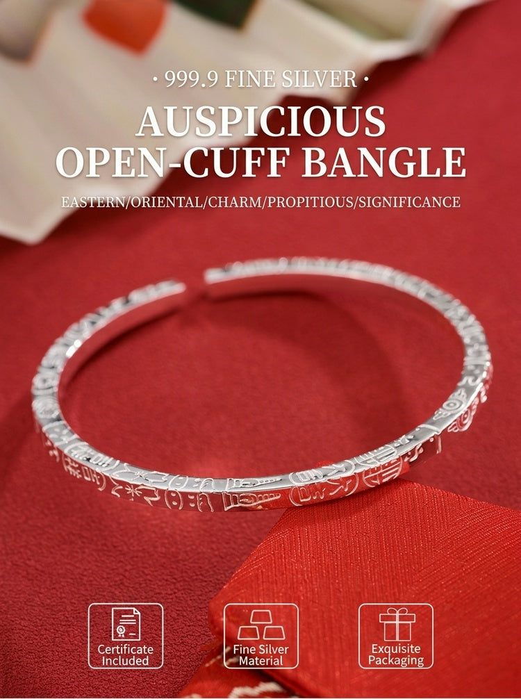 Fortune Blessing™ 999.9 Pure Silver Bangle | Prosperity & Good Fortune Bracelet