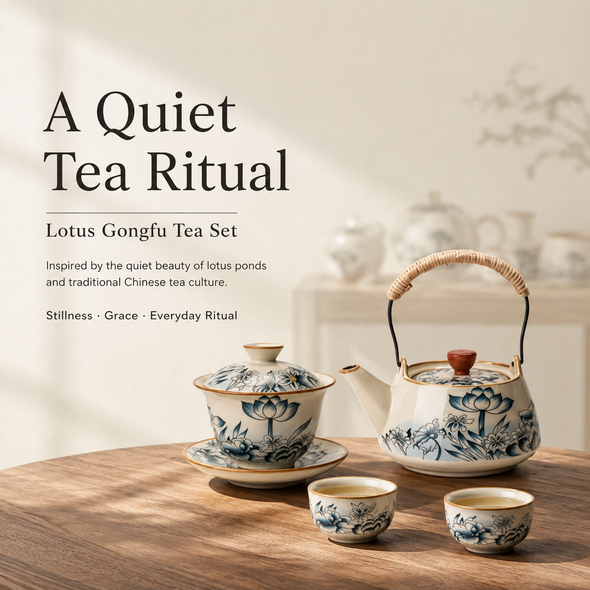 Lotus Blossom Ru Ware Gongfu Tea Set – Complete Tea Set