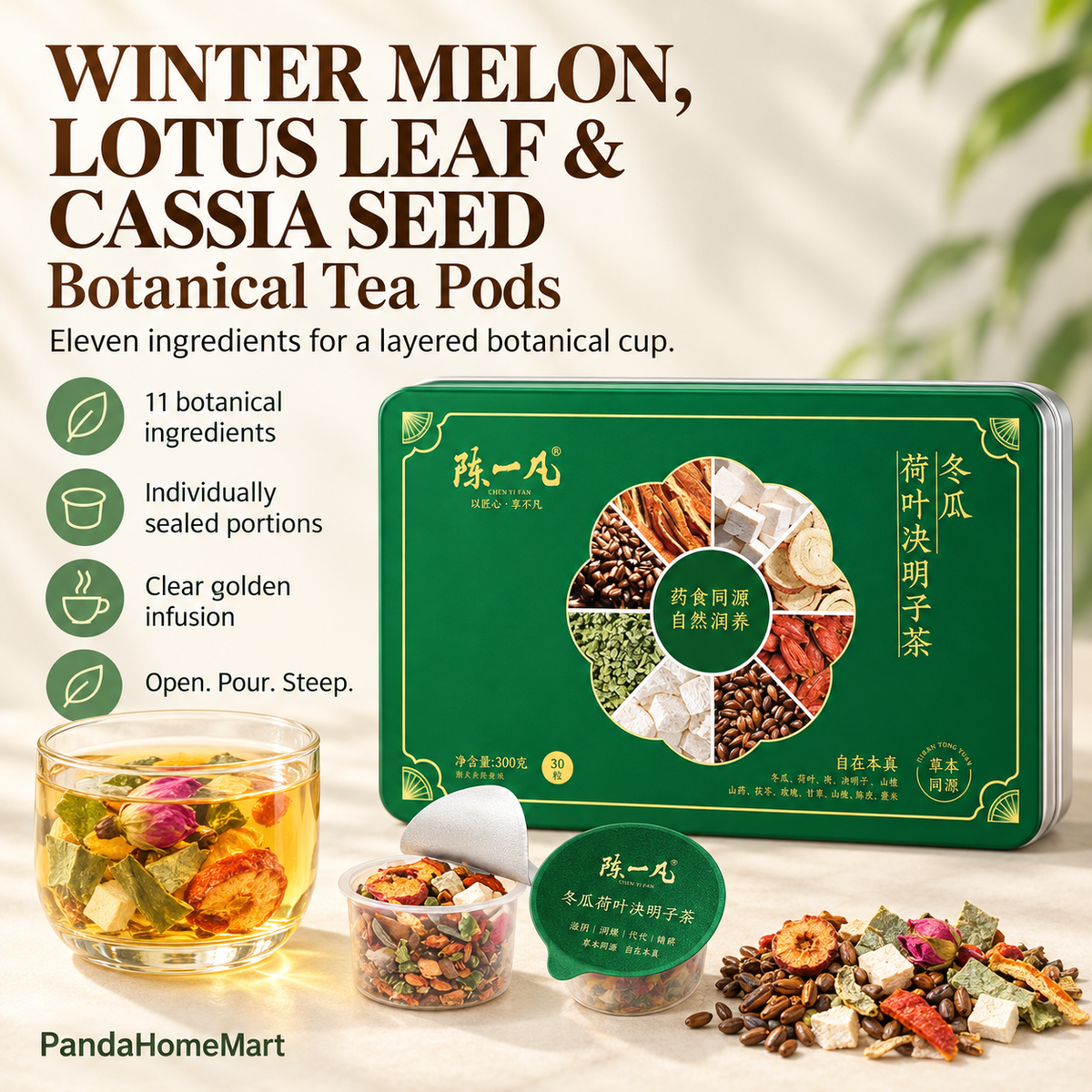 Winter Melon, Lotus Leaf & Cassia Seed Tea Pods™ — 30 Pods
