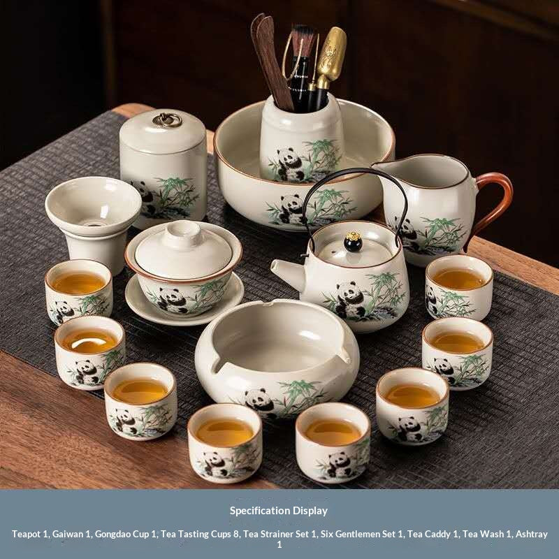 Ultimate Deluxe Panda Gongfu Tea Set - 15-Piece Chinese Ceramic Kit with Gaiwan, Teapot & Full Tools | Adorable Bamboo Panda Porcelain Ceremony Set (Copy)