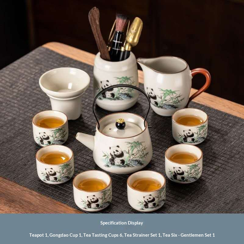 Deluxe Panda Gongfu Tea Set with Six Gentlemen Tools - 11-Piece Chinese Ceramic Teapot Kit | Adorable Bamboo Panda Porcelain Ceremony Set (Copy)