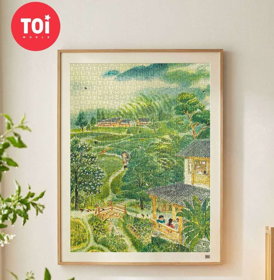 Spring Mountain Rain Jigsaw Puzzle – Chinese Countryside Landscape Puzzle, Cottagecore Watercolor Art, Healing Nature Puzzle For Adults