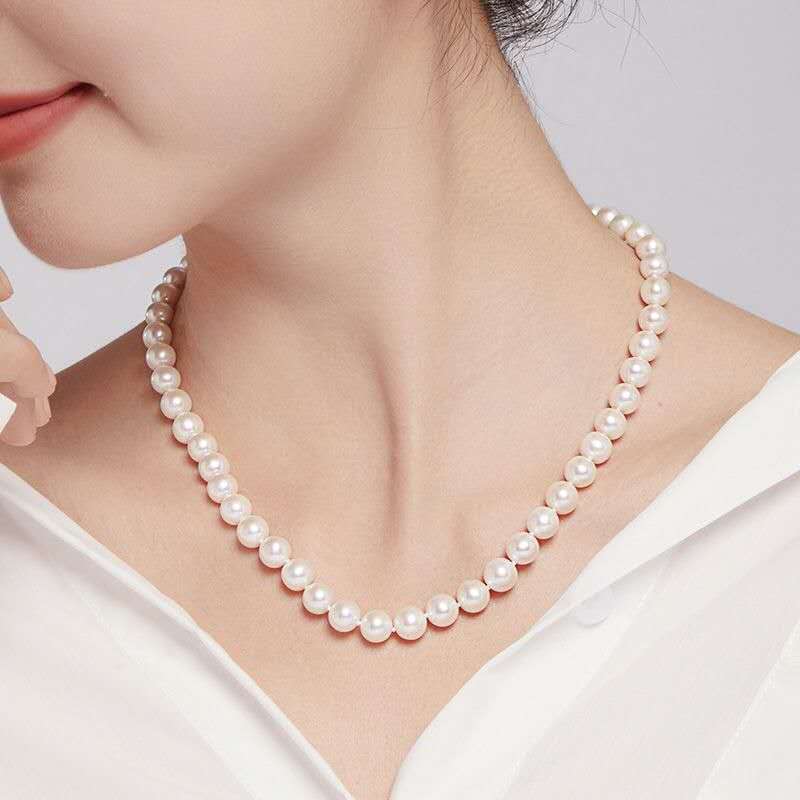 Classic Freshwater Pearl Necklace – S925 Silver Natural Pearl Choker, Elegant Luxury Pearl Jewelry for Women, Healing Beauty Necklace Gift