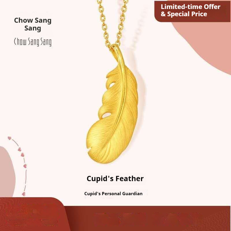 999 Pure Gold Feather Pendant A Symbol of Freedom, Courage & New Beginnings