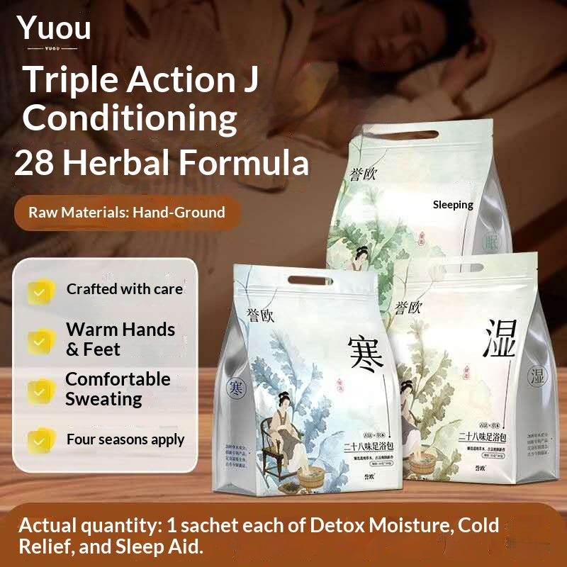 Traditional Chinese Herbal Foot Soak Pack – Oriental Wellness Foot Bath for Sleep, Detox & Relaxation | Mugwort Ginger Spa Soak for Home Self-Care
