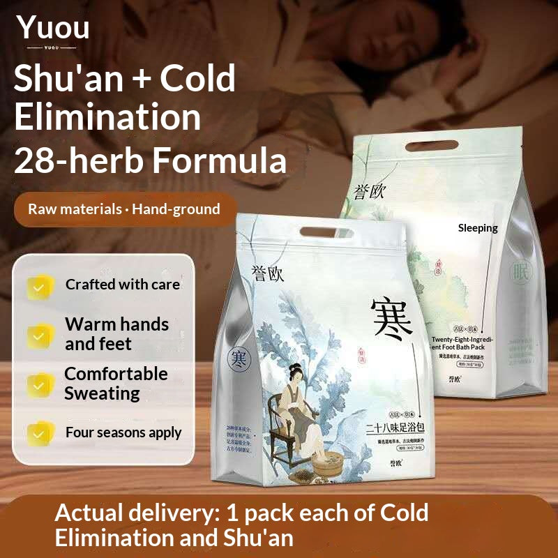 Traditional Chinese Herbal Foot Soak Pack – Oriental Wellness Foot Bath for Sleep, Detox & Relaxation | Mugwort Ginger Spa Soak for Home Self-Care