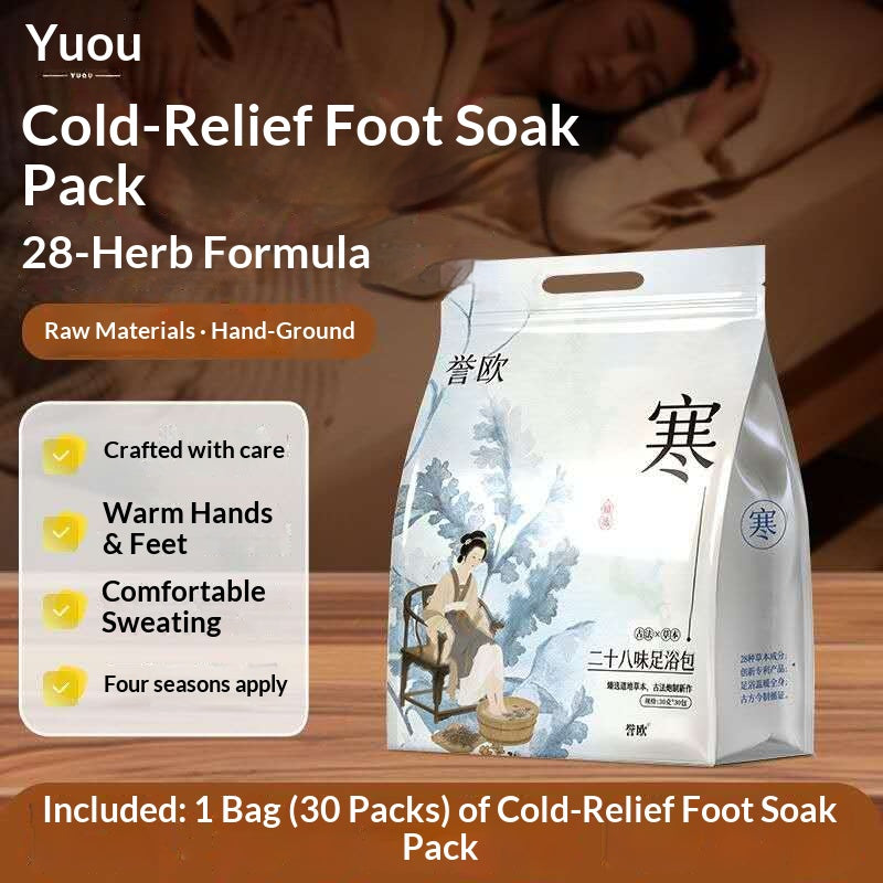Cold Relief Herbal Foot Soak Pack – Traditional Chinese Warming Foot Bath with 28 Herbal Ingredients | Oriental Wellness Spa for Relaxation & Self-Care