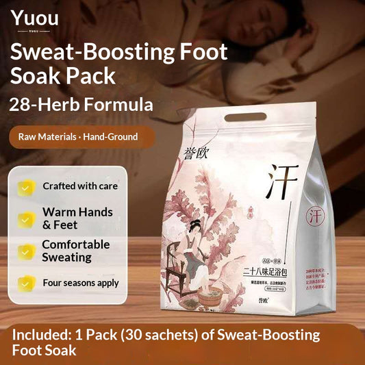 aSweat Boosting Herbal Foot Soak Pack – Traditional Chinese Warming Foot Bath with 28 Herbal Ingredients | Oriental Home Spa & Relaxation Ritual