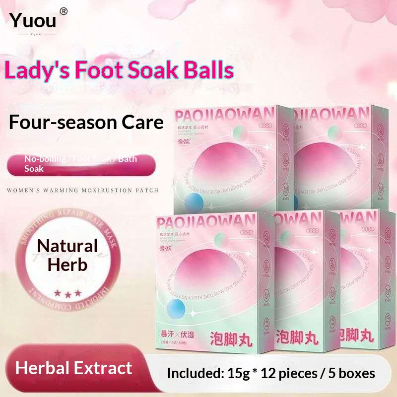 Women’s Herbal Foot Soak Balls – Oriental Spa Foot Bath with Mugwort, Ginger, Rose & Lavender | Relaxing Home Wellness Ritual