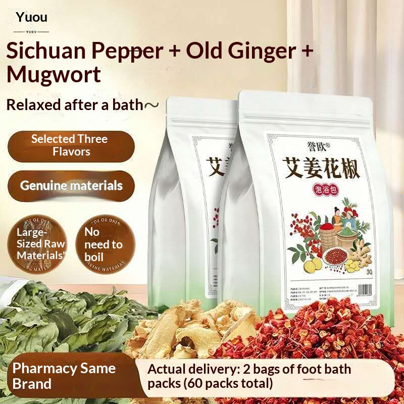 Ginger Mugwort & Sichuan Pepper Herbal Foot Soak Bags – Traditional Chinese Warming Foot Bath for Relaxation & Sleep | Oriental Home Spa Wellness