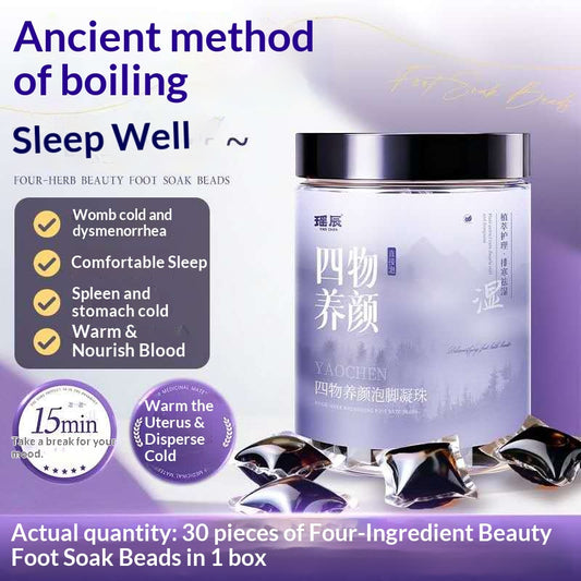 Women’s Four-Herb Beauty Foot Soak Beads – Traditional Chinese Herbal Spa for Relaxation, Warmth & Self-Care | Oriental Wellness Foot Bath Ritual