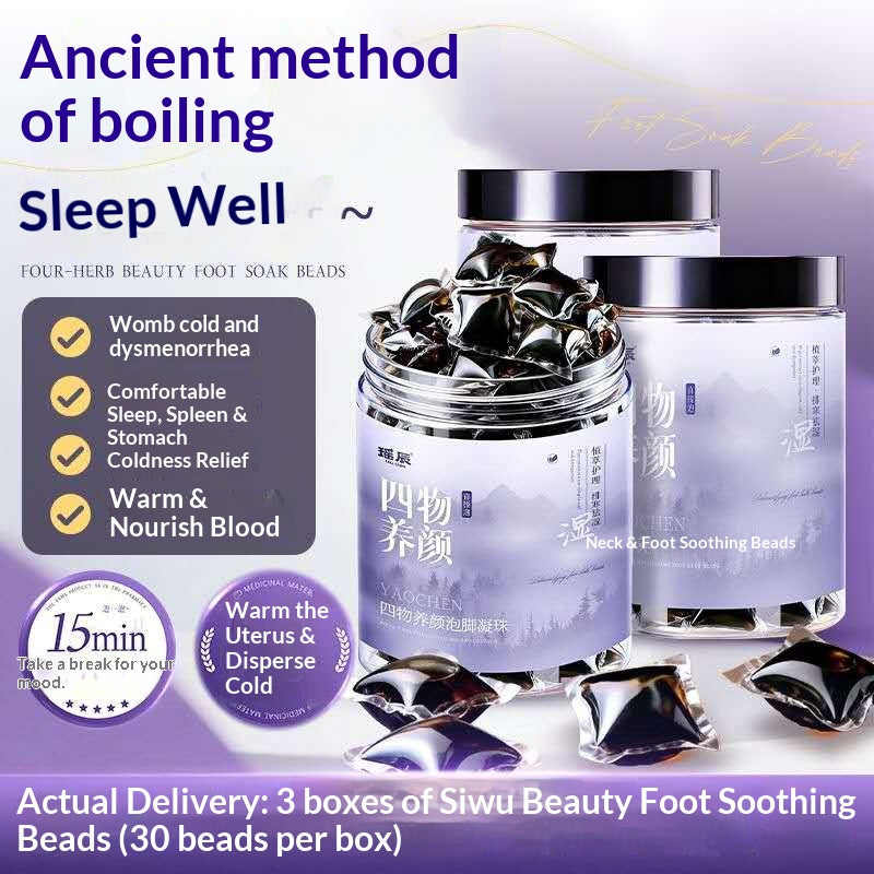 Women’s Four-Herb Beauty Foot Soak Beads – Traditional Chinese Herbal Spa for Relaxation, Warmth & Self-Care | Oriental Wellness Foot Bath Ritual