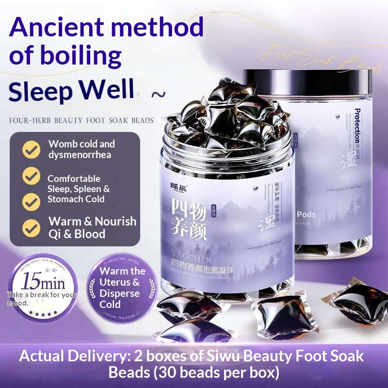 Women’s Four-Herb Beauty Foot Soak Beads – Traditional Chinese Herbal Spa for Relaxation, Warmth & Self-Care | Oriental Wellness Foot Bath Ritual