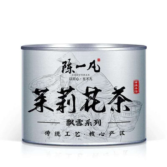 New Season Traditional Jasmine Green Tea 100 g Chinese loose-leaf scented tea in silver tin