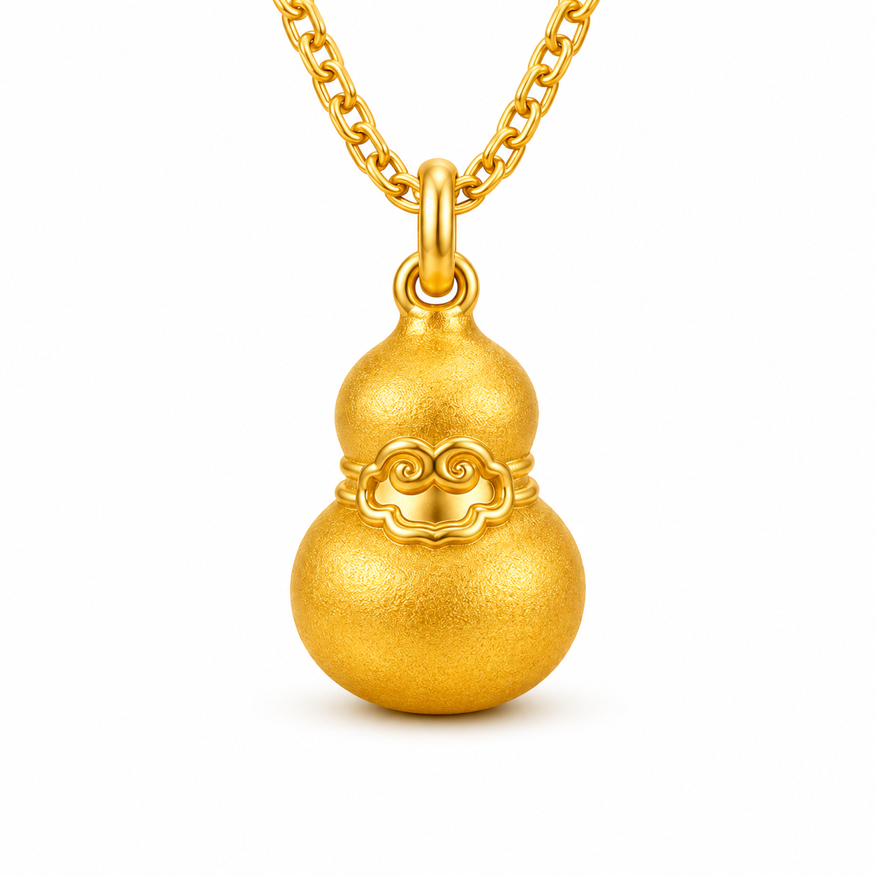 24K Gold Wulu Pendant Necklace – Oriental Feng Shui Lucky Gourd Jewelry
