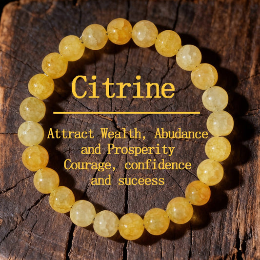 2pcs Citrine Wealth Bracelet - Natural Yellow Crystal Beaded Bracelet for Money, Abundance, Prosperity & Success