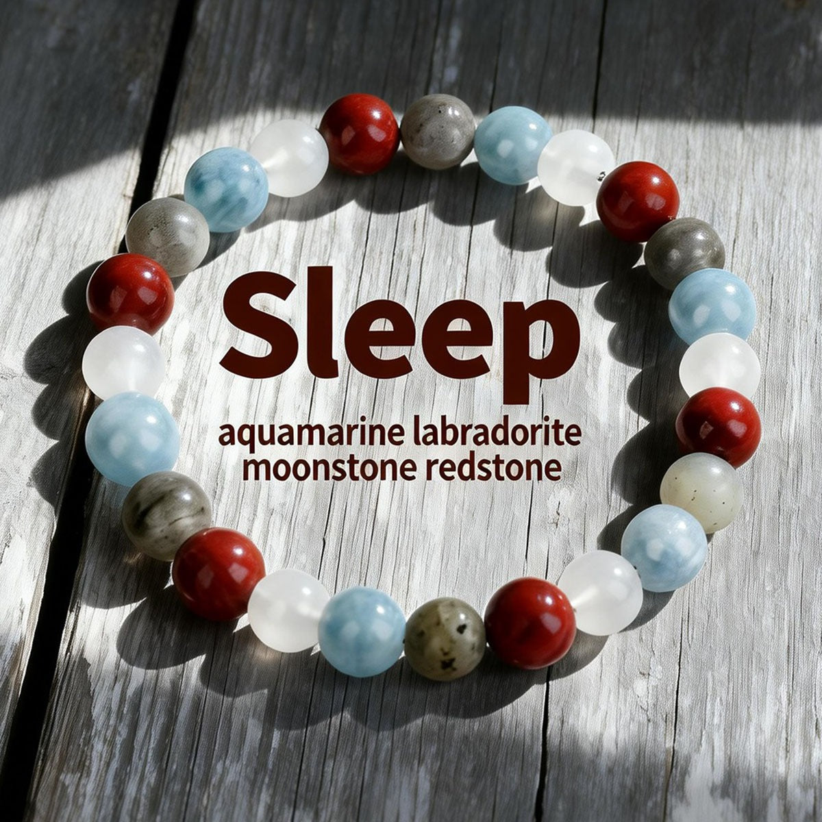 2pcs Sleep Bracelet - Aquamarine, Moonstone, Labradorite & Red Jasper for Deep Rest, Calm Nights & Peaceful Sleep