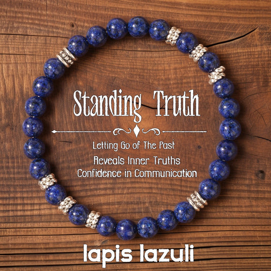 2pcs Lapis Lazuli Bracelet - Standing Truth | Throat Chakra Healing Jewelry for Communication, Inner Wisdom & Self Expression