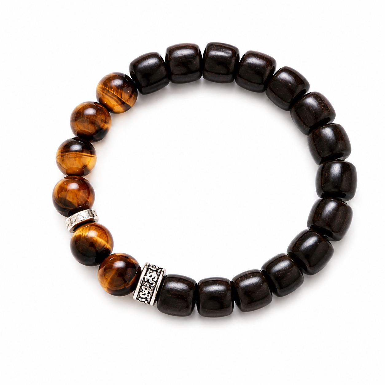 Tiger Eye & Ebony Wood Bracelet