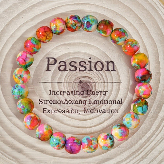 2pcs Passion Rainbow Stone Bracelet - Natural Colorful Beaded Bracelet for Energy, Motivation & Emotional Strength
