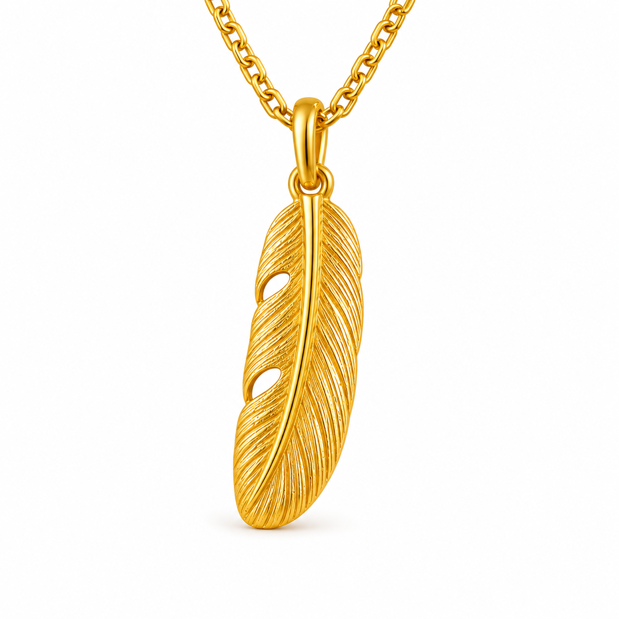 999 Pure Gold Feather Pendant A Symbol of Freedom, Courage & New Beginnings