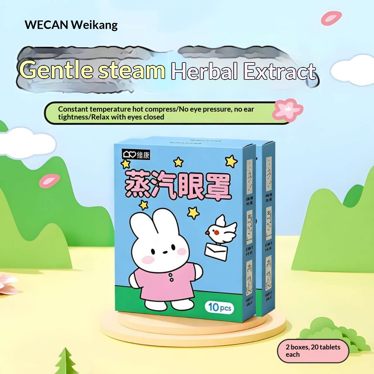 Cute Bunny Steam Eye Mask – Self Heating Warm Eye Mask for Sleep, Eye Relaxation, Screen Fatigue & Kawaii Bedtime Self Care