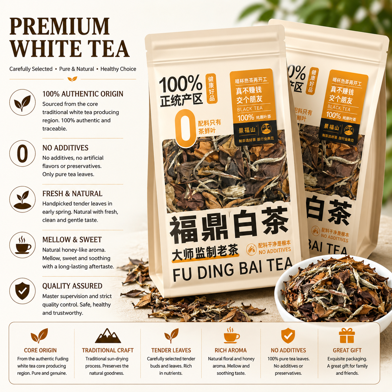 Fu Ding Bai Tea™ | Authentic Fuding White Tea | PandaHomeMart