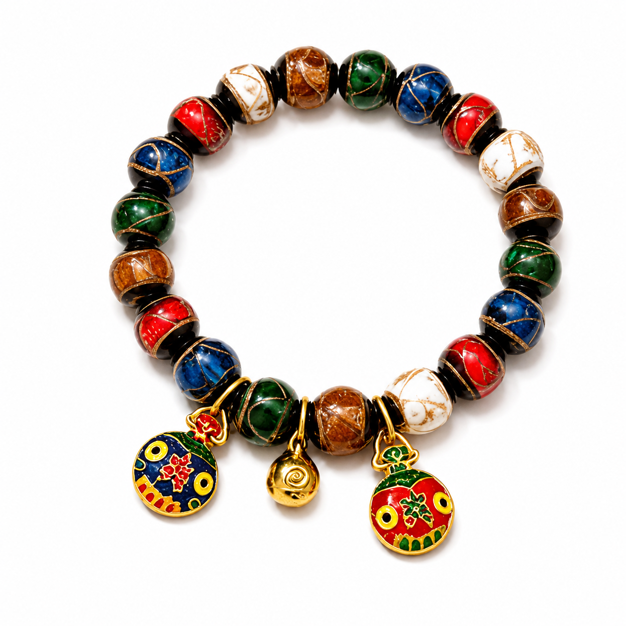 Five-Color Glazed Bead Bracelet