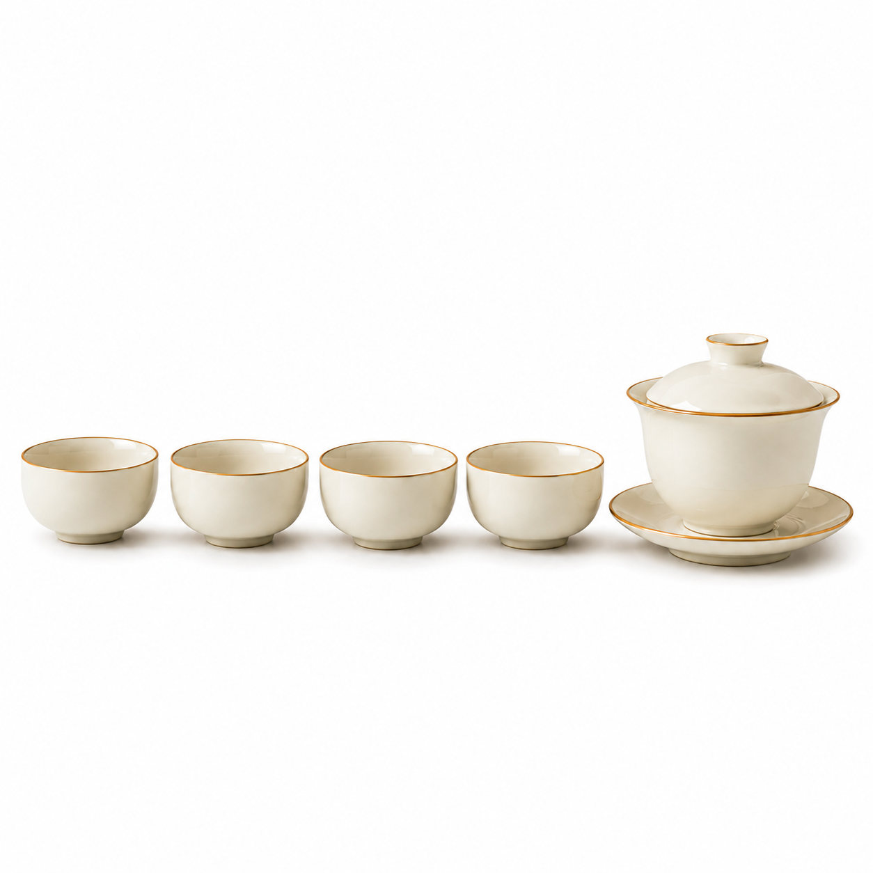 Zen Serenity White Gaiwan Tea Gift Set | Traditional Chinese Ceramic Tea Set