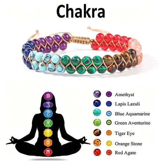 2pcs Rose Quartz & Amethyst Double Layer Woven Crystal Bracelet Set - Handmade Bohemian Healing Stone Bracelets