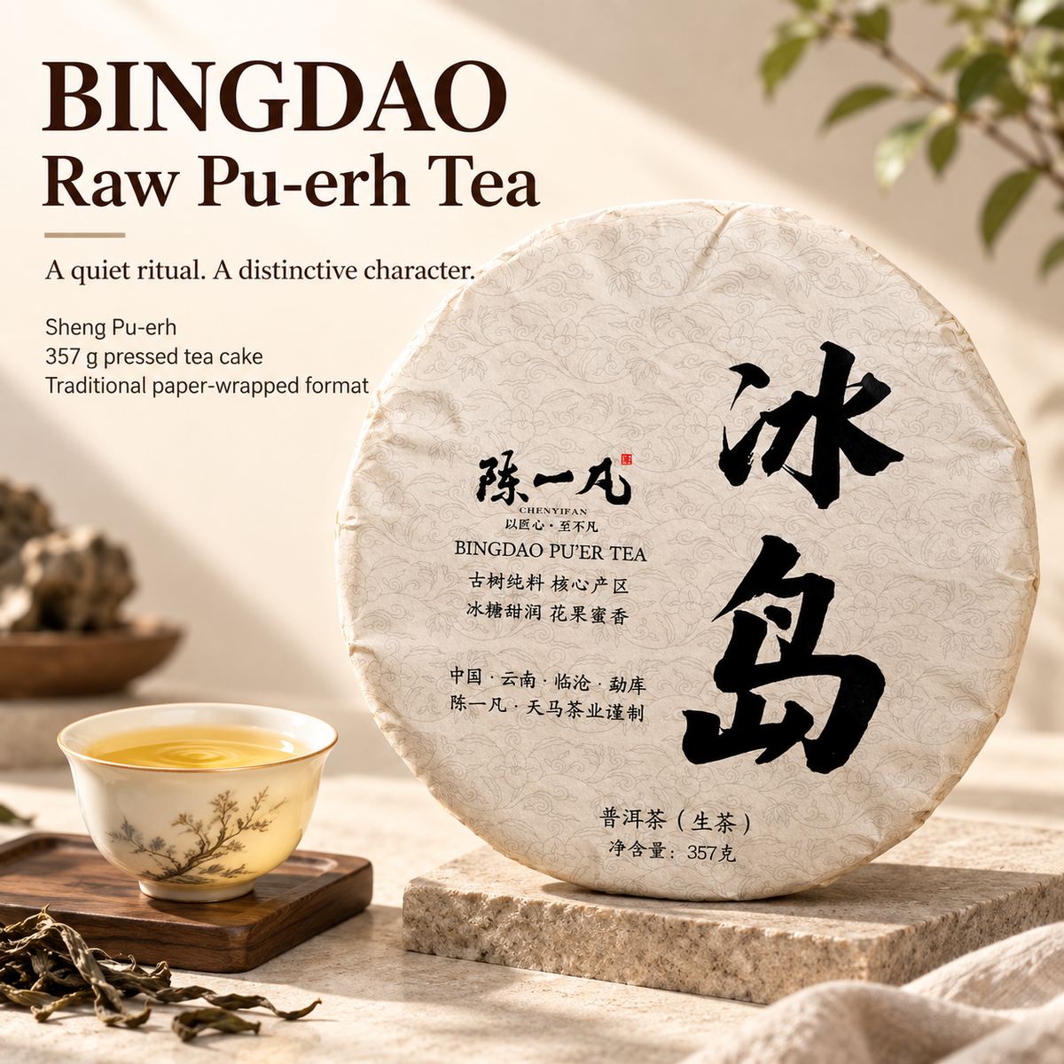 2015 Bingdao Ancient Tree Raw Pu-erh Tea Cake – 357 g