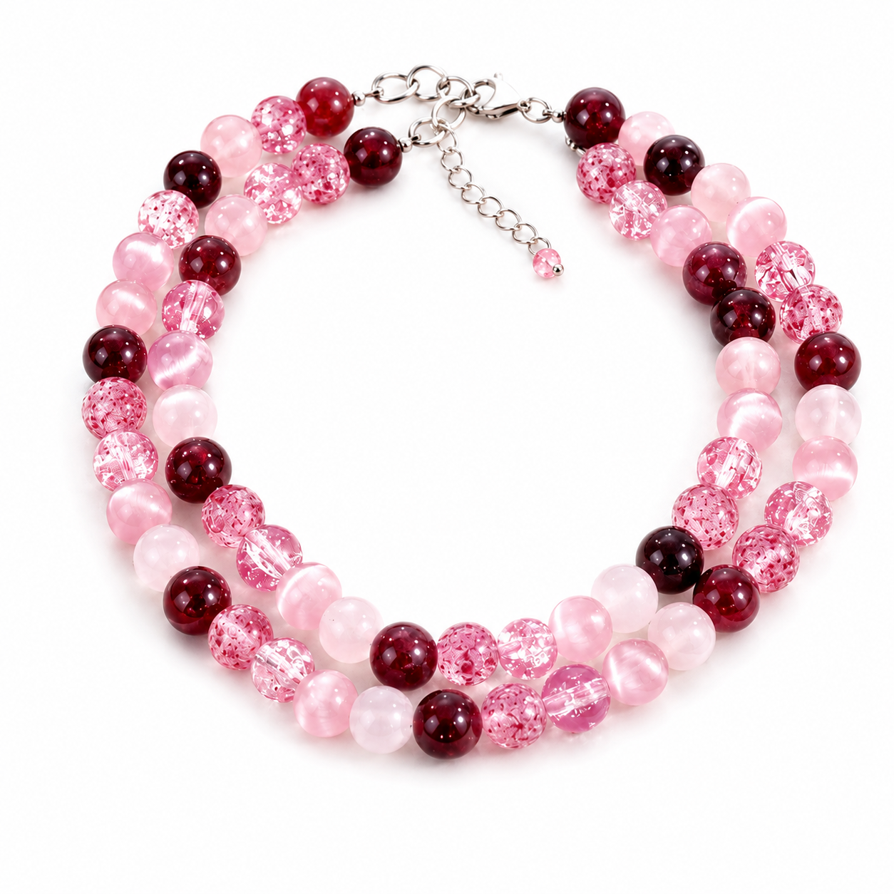 Love Harmony Crystal Necklace™ | Rose Quartz, Garnet & Strawberry Quartz Necklace