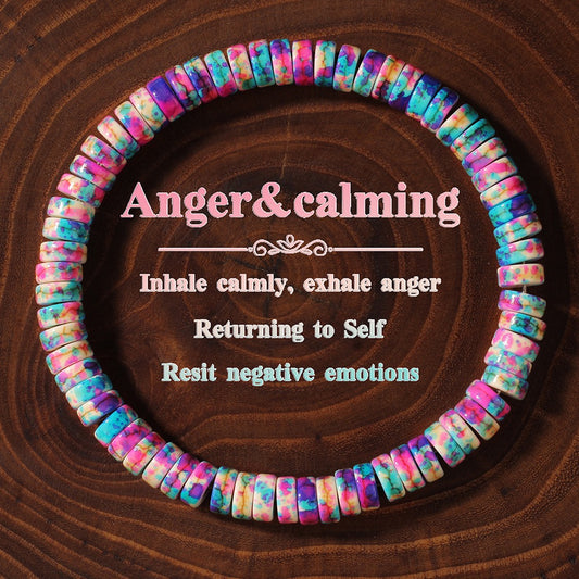 2pcs Anger Calming Bracelet - Rainbow Stone Beaded Bracelet for Emotional Peace, Stress Relief & Inner Calm