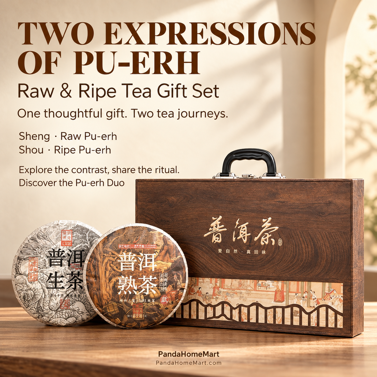 Raw & Ripe Pu-erh Tea Cake Gift Set – 714 g · 2 Cakes