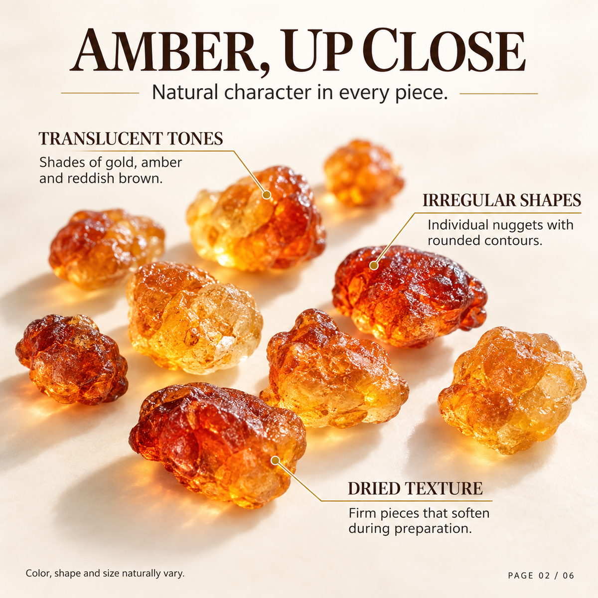 Dried Peach Gum with Natural Golden Amber Translucent Pieces
