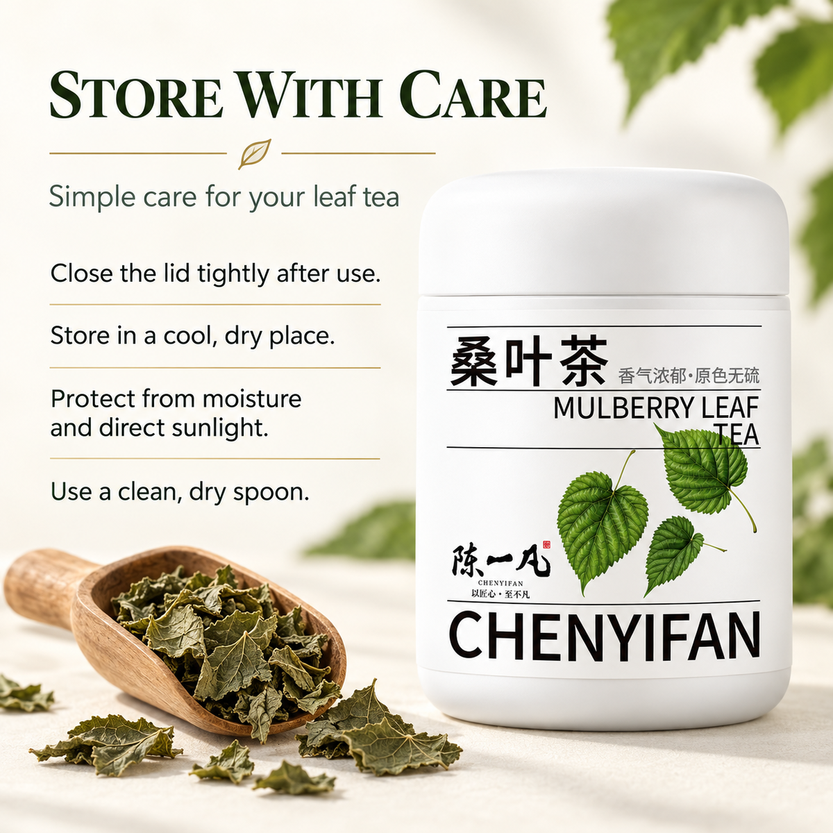 PandaHomeMart Mulberry Leaf Tea Sang Ye Cha 150g Container