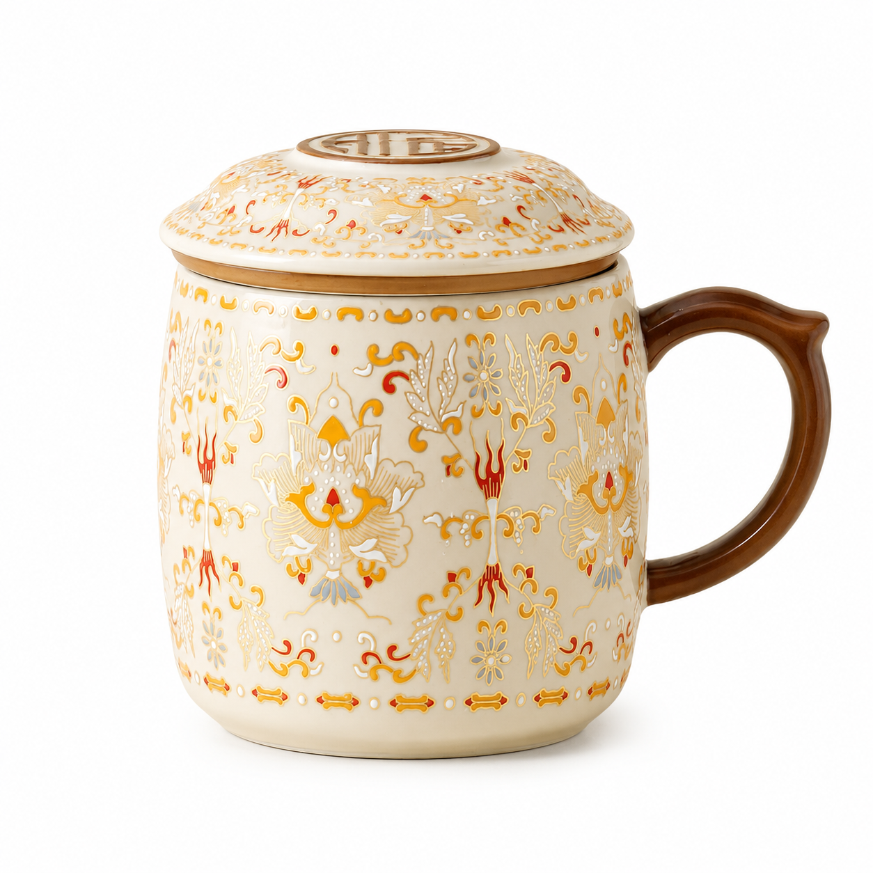 Floral Palace Ceramic Tea Mug with Infuser Lid™