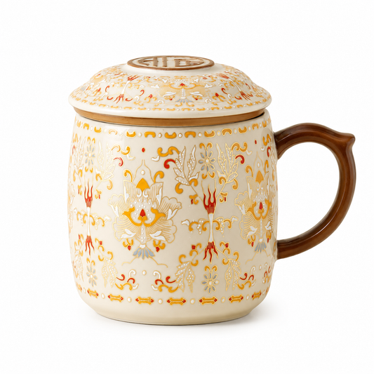 Floral Palace Ceramic Tea Mug with Infuser Lid™