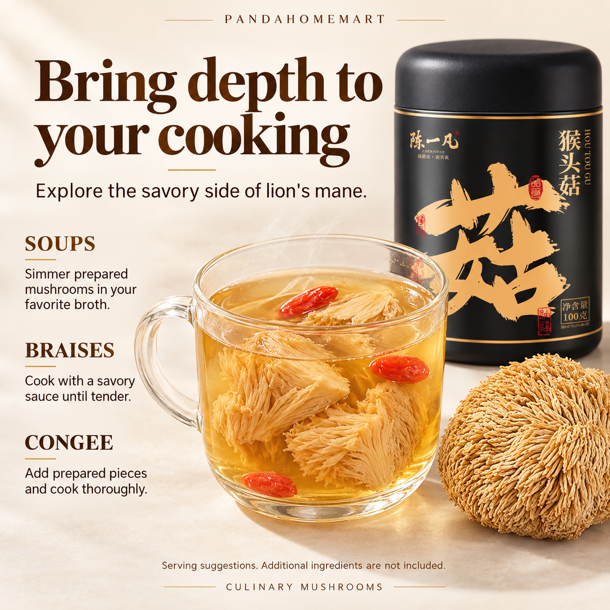 Hou Tou Gu Hericium Erinaceus Traditional Culinary Mushroom