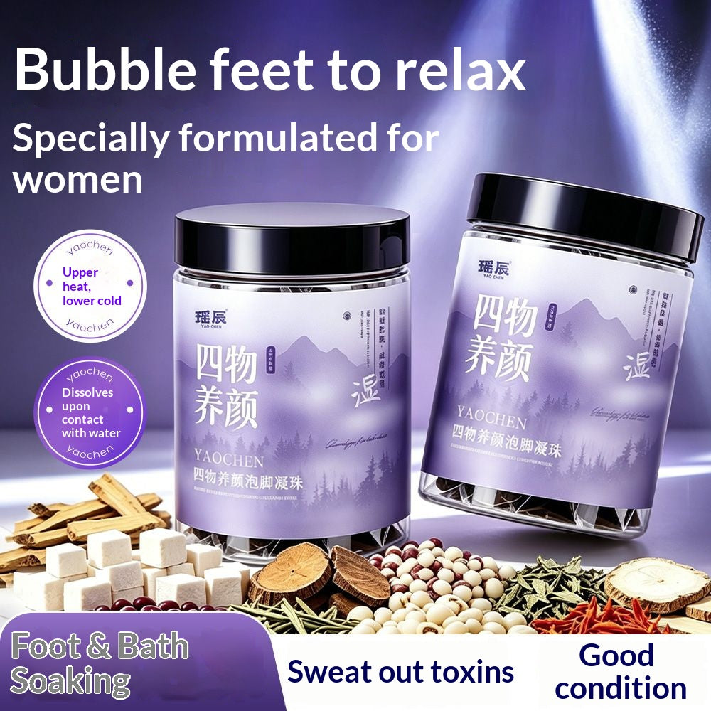 Women’s Four-Herb Beauty Foot Soak Beads – Traditional Chinese Herbal Spa for Relaxation, Warmth & Self-Care | Oriental Wellness Foot Bath Ritual