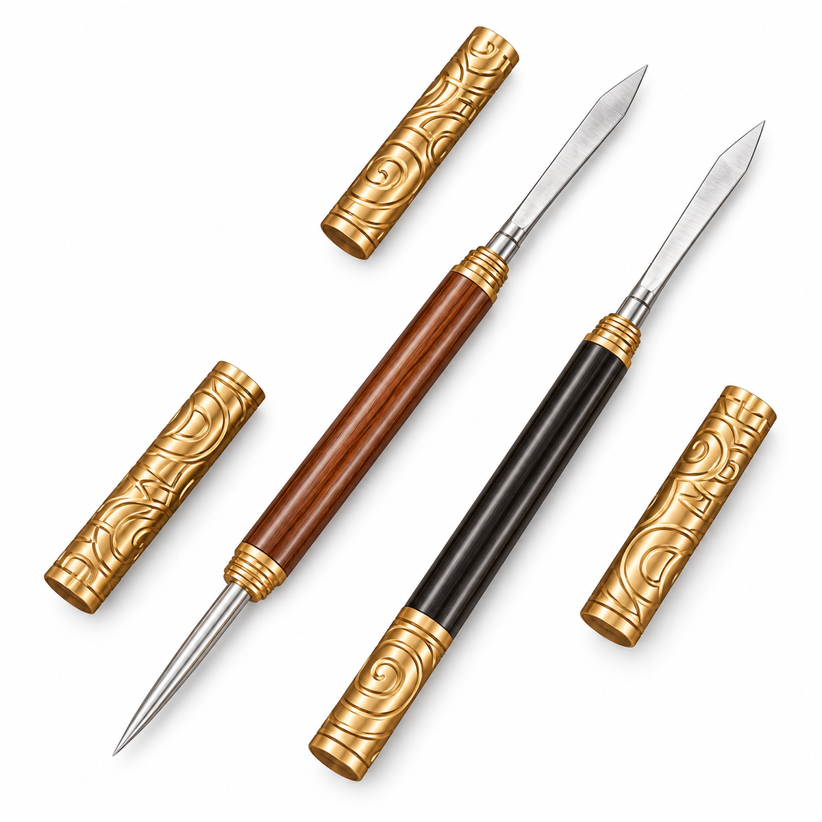 Double-Ended Pu-erh Tea Knife 17cm with Purple Sandalwood and Rosewood Handles