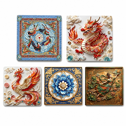 China Mythology Collection™ 5 Legendary Symbols Of China Fridge Magnet Set